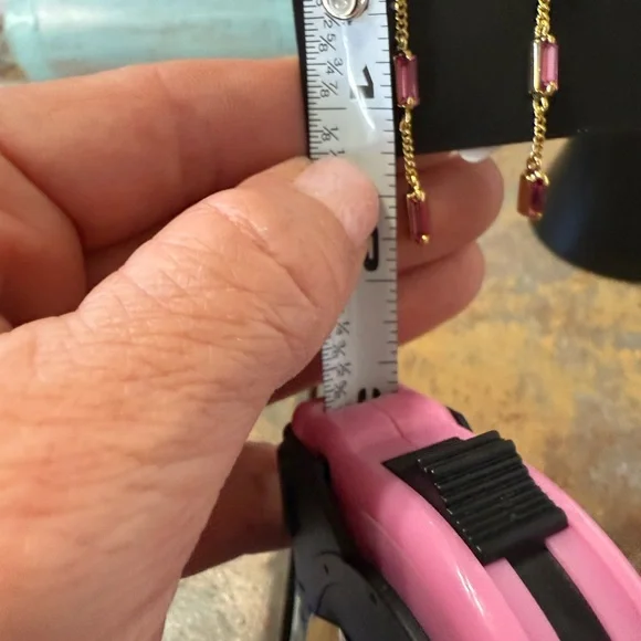 NWT AQUA Three Stone Linear Gold And Pink Earrings - Picture 10 of 10